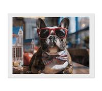 Diamond Painting Kits for Adults - DIY Diamond Art Kits for Beginners - Full 5D Paint Drill Diamond Dots Paintings- French Bulldog Wearing Sunglasses Diamonds Pictures Gem Art And Craft Wall Decor 12"