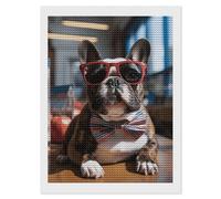 Diamond Painting Kits for Adults - DIY Diamond Art Kits for Beginners - Full 5D Paint Drill Diamond Dots Paintings- French Bulldog Wearing Sunglasses Diamonds Pictures Gem Art And Craft Wall Decor 12"