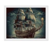 Diamond Painting Kits for Adults - DIY Diamond Art Kits for Beginners - Full 5D Paint Drill Diamond Dots Paintings- Nautical Vintage Sailing Pirate Ship Diamonds Pictures Gem Art And Craft Wall Decor