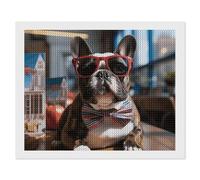 Diamond Painting Kits for Adults - DIY Diamond Art Kits for Beginners - Full 5D Paint Drill Diamond Dots Paintings- French Bulldog Wearing Sunglasses Diamonds Pictures Gem Art And Craft Wall Decor 16"
