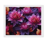 Diamond Painting Kits for Adults - DIY Diamond Art Kits for Beginners - Full 5D Paint Drill Diamond Dots Paintings- Flower Leaves Purple Red Flower Diamonds Pictures Gem Art And Craft Wall Decor 16"x2