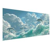 Diamond Painting Kits for Adults Dolphin,Ocean Waves Diamond Art Kits for Beginners,Full Round Drill Crystal Art Crafts for Adults,Embroidery Canvas Painting for Autumn Decorations Home,35x70cm W1-831