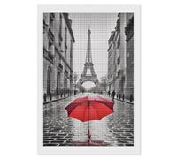 Diamond Painting Kits for Adults Eiffel Tower Paris Red Umbrella DIY Paint by Numbers for Adults Beginner 5D Full Drill Square Diamond Dots Paintings Picture Arts Craft for Home Wall Decor 8"x12"