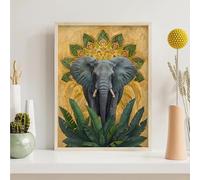 Diamond Painting Kits for Adults Elephant, Animal Diamond Art Kits for Adults Kids Beginners, DIY 5D Full Drill Round Dimond Dots Crystal Art for Home Office Wall Decor Gifts 16x20in PjY3711 H-E