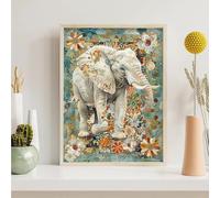 Diamond Painting Kits for Adults Flower, Elephant Diamond Art Kits for Adults Kids Beginners, DIY 5D Full Drill Round Dimond Dots Crystal Art for Home Office Wall Decor Gifts 32x40in PjY4045 4-8