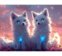 Diamond Painting Kits for Adults, Fox Diamond Art Kits, DIY Full Drill Animal Gem Art for Beginner, 5D Crystal Cross Stitch Arts and Crafts for Adults, for Home Wall Decor 20x30 cm/8x12 inch W-10155