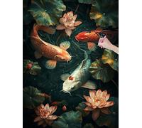 Diamond Painting Kits for Adults, Goldfish Diamond Art Kits for Beginners, Full Square Drill Crystal Art Gem Arts and Crafts for Adults, Embroidery Canvas Painting for Home Decor, Gift, 40x50 cm, I-73