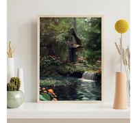 Diamond Painting Kits for Adults House, River Diamond Art Kits for Adults Kids Beginners, DIY 5D Full Drill Round Dimond Dots Crystal Art for Home Office Wall Decor Gifts 24x32in PjY7593 G-V