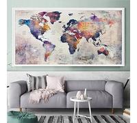 Diamond Painting Kits for Adults/Kids,world map DIY 5D Full Square Diamond Art Dot Crystal Rhinestone Large size Embroidery Cross Stitch Mosaic Pictures Canvas for Home Wall Decor Gift 100x200cm