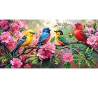 Diamond Painting Kits for Adults Large, 5D DIY Flowers Diamond Art Kits Adults Large Dimond Art Birds Crystal Cross Stitch Rhinestone Embroidery Kit Gem Arts Crafts 100x50cm/39.4x19.7 Inch (WL135)