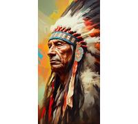 Diamond Painting Kits for Adults Large, 5D DIY Native Americans Diamond Art Kits Adults Square Drill Large Dimond Art Native American Gem Arts for Wall Decoration 40x100cm/15.7x39.4 Inch (WL960)