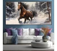Diamond Painting Kits for Adults Large, 5D DIY Steed Diamond Art Kits Adults Square Drill Large Dimond Art Winter Forest Crystal Cross Stitch for Wall Decoration 100x50cm/39.4x19.7 Inch (WL542)