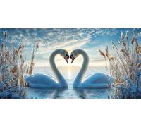 Diamond Painting Kits for Adults Large, 5D DIY Swan Diamond Art Kits Adults Square Drill Large Dimond Art Birds Crystal Cross Stitch Gem Arts for Wall Decoration 100x40cm/39.4x15.7 Inch (WL450)