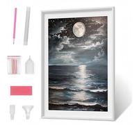 Diamond Painting Kits for Adults, Ocean Moon DIY 5D Diamond Art Kits for Adults Kids Beginners, Full Round Drill Diamont Dots Crystal Art for Home Office Wall Decor Gifts 16x20 inch PJY2495 J-7