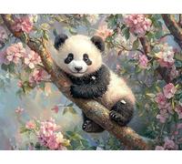 Diamond Painting Kits for Adults Panda, Small Diamond Art Kits Flower, 5D DIY Round Full Drill Crystal Art Embroidery Cross Stitch, Mosaic Crafts Pictures Room Decor, Gifts for Women 40x30cm E0-976