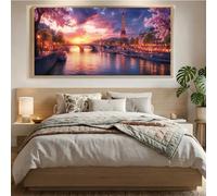 Diamond Painting Kits for Adults, Paris Diamond Art Kits Adults, DIY Gem Art and Rhinestone Crafts, 5D Dimond Painting Sunset Full Drill, Crystal Cross Stitch Kits for Home Wall Deco, 20x40cm Mq-10
