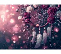 Diamond Painting Kits for Adults Pink, Small Diamond Art Kits Dreamcatcher, 5D DIY Round Full Drill Crystal Art Embroidery Cross Stitch Canvas Paintings Room Decor, Gifts for Women 50x40cm E0-888