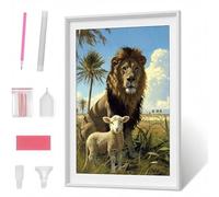Diamond Painting Kits for Adults, Sheep Lion DIY 5D Diamond Art Kits for Adults Kids Beginners, Full Round Drill Diamont Dots Crystal Art for Home Office Wall Decor Gifts 20x28 inch PJY1803 C-N