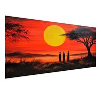 Diamond Painting Kits for Adults Sunset,African Woman Diamond Art Kits for Beginners,Full Round Drill Crystal Art Crafts for Adults,Embroidery Canvas Painting for Autumn Decorations Home,35x70cm W1-45