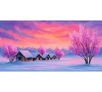 Diamond Painting Kits for Adults Sunset Diamond Art Canvas Painting Pictures, Flower Full Drill round Rhinestone Embroidery, Gem Crystal Art Gifts Women for Beginner Home Wall Decor 50x25cm 0O-1596