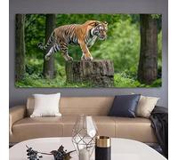 Diamond Painting Kits for Adults Tiger Diamond Art Canvas Painting Pictures, Tree Full Drill round Rhinestone Embroidery, Gem Crystal Art Gifts Women for Beginner Home Wall Decor 100x50cm 0O-1557