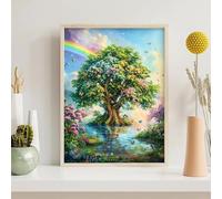 Diamond Painting Kits for Adults Tree, Flower Diamond Art Kits for Adults Kids Beginners, DIY 5D Full Drill Round Dimond Dots Crystal Art for Home Office Wall Decor Gifts 32x40in PjY6363 B-I