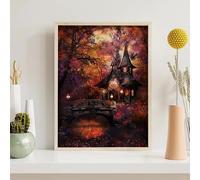 Diamond Painting Kits for Adults Tree, House Diamond Art Kits for Adults Kids Beginners, DIY 5D Full Drill Round Dimond Dots Crystal Art for Home Office Wall Decor Gifts 12x16 inch PjY1923 L-4