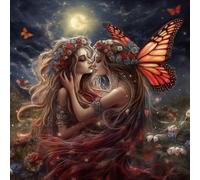 Diamond Painting Kits for Adults Two Beautiful Fairies DIY Diamond Art Kit Full Round Drill Crystal Acrylic Shiny Beads Paint by Diamonds Dot Gem Arts Kits for Wall Decor 35x35cm(b382)