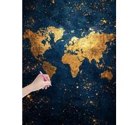 Diamond Painting Kits for Adults, World Map Diamond Art Kits Adults, DIY Full Round Drill Retro Crystal Art Kit for Beginners, Painting with Diamonds for Home Decor, Gifts for Women, 24x32 Inch, -5469