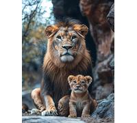 Diamond Painting Kits for Beginners Adults, 5D DIY Animal Lion Diamond Art Kits, Round Full Drill Gem Art Crafts, DIY Painting by Numbers for Christmas Home Wall Decor, Gifts for Women 16x20 inch s182