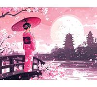 Diamond Painting Kits for Beginners Adults, 5D DIY Japanese Geisha Diamond Art Kits, Round Full Drill Gem Art Crafts, DIY Painting by Numbers for Christmas Home Wall Decor, Gifts 28x36 inch s-763