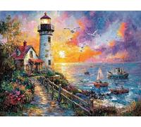 Diamond Painting Kits for Beginners Adults, 5D DIY Lighthouse Diamond Art Kits, Round Full Drill Gem Art Crafts, DIY Painting by Numbers for Christmas Home Wall Decor, Gifts for Women 24x32 inch s-106