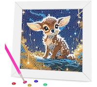 Diamond Painting Kits for Kids, Diamond Painting Kits Animals with Wooden Frame,Deer Enchanted Forest Diamond Painting Kits for Beginners, Girls, Adults, Arts Craft for Home Decor(6x6inch)