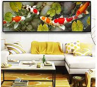 Diamond Painting Kits koi Fish Graph DIY 5D Diamond Painting by Number Kits Full Round Drill Rhinestone Embroidery Cross Stitch Mosaic Pictures Arts Craft for Home Wall Decor Gift(30x60cm,12x24in)