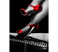 Diamond Painting Kits Large Size 5d DIY Mosaic Full Dril Cross Stitch Black Background Red Shoes Round Drill Home Living Rooms,Bedrooms,Study Rooms,etc Wall Decoration Crafts-40x50cm
