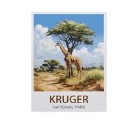 Diamond Painting，Kruger National Park vintage travel poster, giraffe，Round Full Drill Acrylic Embroidery Cross Stitch Arts Craft Canvas Supply for Home Wall Decor Adults and Kids（50 x 60 cm）-AW42