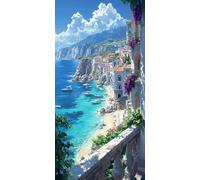 Diamond Painting Lake Large Diamond Art Kits for Adults Coastal, 5D Crystal Rhinestone Embroidery Pictures, Sequin Gem Art Crafts for Adults, Christmas Home Wall Craft Decoration 40x80 cm c-3823