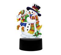 Diamond Painting Lamp, Christmas Handmade Diamond Painting Light Crystal Drawing Kit Snowman Diamond Art Painting Night Lights Smart Touching USB Lights for Christmas Decor (B)