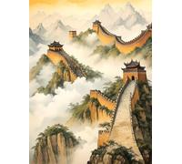 Diamond Painting Landscape Diamond Art Kits Adults, 5D Diamond Art Great Wall Small Diamond Painting Kits for Adults, DIY Diamond Art Round Drill Crystal Embroidery Kits, Home Wall Decor 80x110cm 7-8