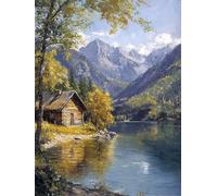 Diamond Painting Landscape, Diamond Art Kits Adults, Cabin 5D Full Square Drill Crystal Art Gem Painting by Numbers, DIY Embroidery Crafts for Adults Beginners Kits, for Home Wall Decor 40X50cm P-12