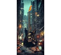 Diamond Painting Large Diamond Art Kits Adults City, DIY Full Drill Crystal Art Cross Stitch Embroidery Canvas Crafts for Adults, Guitar Dimond Painting Kit for Home Wall Decor Gifts 80x160 cm o-4478