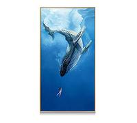 Diamond Painting Large Size Full Drill whale DIY 5D Diamond Art by Number Kit Crystal Rhinestone Dot Embroidery Cross Stitch for Living bedroom Office Wall Decor Gifts Square Drill_(30X60cm,12x24inch)