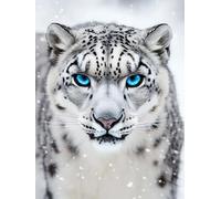 Diamond Painting Leopard, Winter Diamond Art Kits Adults, DIY Beginner Full Drill Gem Art Set 5D Crystal Embroidery Canvas Mosaic Kits for Adults Home Wall Decor, Gifts for Women 14x20inch, Model972