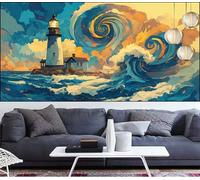 Diamond Painting Lighthouse 12x629in,Ocean Waves Diamond Art Kits Adults,DIY Crystal Art Paint by Numbers Beginner Embroidery Gem Painting Mosaic Craft Canvas kit for Adults,Decor Gift Women LT-606