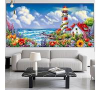 Diamond Painting Lighthouse Diamond Art Kits Adults/Beginners,5D DIY Diamont Picture Flower Full Drill Gem Art Crystal Embroidery Mosaic Canvas Painting Numbers kit,Home Decor Gifts 12x32in LK-874