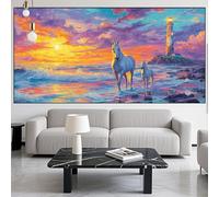 Diamond Painting Lighthouse Diamond Art Kits Adults/Beginners,5D DIY Diamont Picture Horse Full Drill Gem Art Crystal Embroidery Mosaic Canvas Painting Numbers kit,Home Decor Gifts 12x24in LK-1064