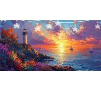 Diamond Painting Lighthouse Dimond Art Kits Flower Diamond Art Accessories, DIY Full Drill Crystal Rhinestone Crafts for Adults Beginner for Living Wall Decoration, Gifts for Women 50x100cm G6-726