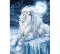 Diamond Painting lion moon Diamond Art Kits Adults, 5D Full Drill Gem Crystal Art Cross Mosaic Kits, DIY Crafts Hobbies for Adults Women,Dimond Canvas for Home Decoration Creative Gifts 30x40cm Z0-921