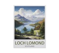 Diamond Painting，Loch Lomond Scotland Vintage Travel Poster Landscape，Round Full Drill Acrylic Embroidery Cross Stitch Arts Craft Canvas Supply for Home Wall Decor Adults and Kids(30 x 40 cm) -AG19