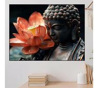 Diamond Painting Lotus Diamond Art Kits Adults 100x70cm Buddha 5D DIY Full Crystal Gem Art Kits, Paint by Numbers for Adults Kids Beginners Embroidery Cross Stitch Painting, Home Office Decor zhad132
